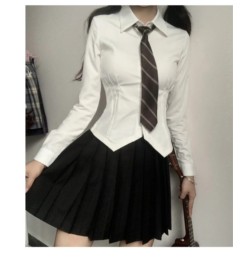 2024 Summer Korean Style Short Sleeve Slim White Shirt Women Sexy Office Waist Tight Ladies Blouse Tunics New In Clothing Tops