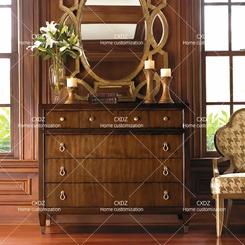 Modern Solid Wood 4 Drawer Cabinet Hallway Entrance Storage Sideboard With Lock