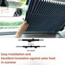 Car Front/Rear Window Sunshades Retractable Windshield Curtains for Sun Visor Car Sun Shades Summer UV Blocking Sun Protective