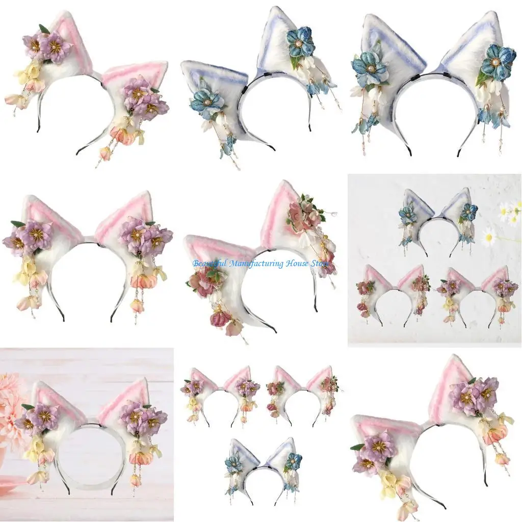 

E56A Fashion Ears Headband Soft Plush Hair Accessory Cosplay for Daily and Party Use