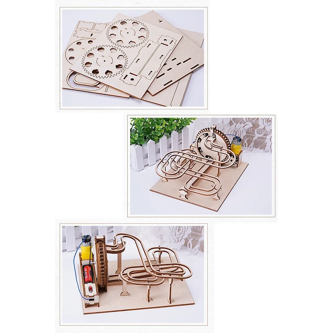 Interactive 3D Wooden Marble Run DIY Assembly Mechanical Gear Engineering Model for Educational Steam Science Experiment Toys