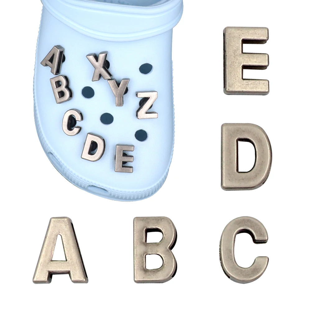 Shoe Accessories Charm Hollowed-out 1 Set Metal Alphabet 27 Pcs Джиббитц Shoe Buckles Detachable Punk Style Slipper Decorations