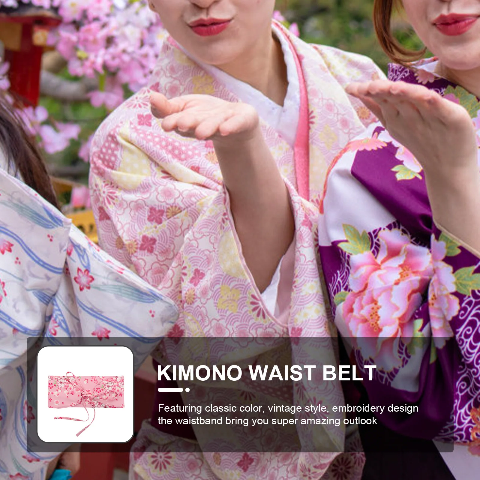 يوكاتا حزام خصر عريض على الطراز الياباني حزام خصر مطرز قابل للتعديل كيمونو فستان حزام عريض عتيق للنساء #3