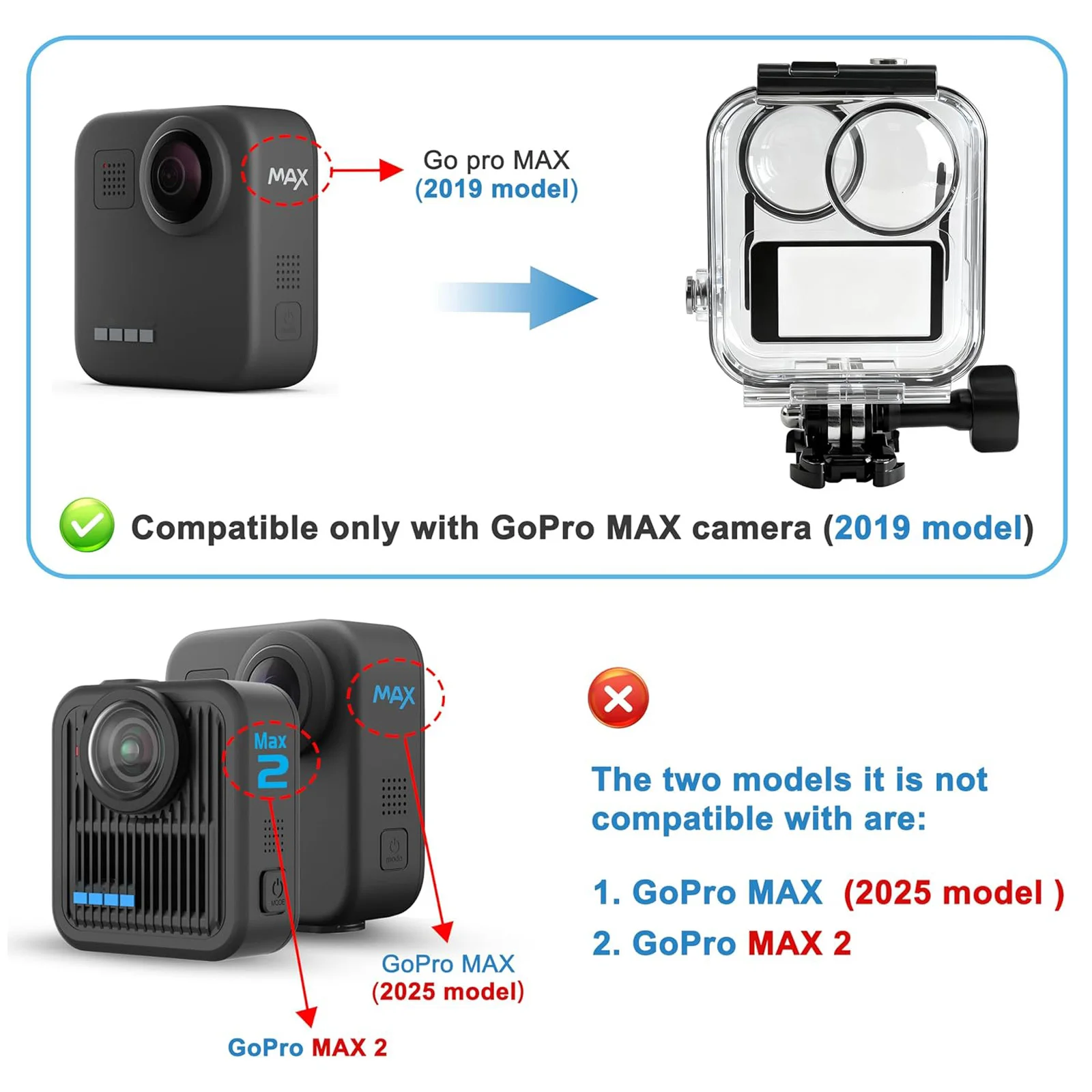 Für GoPro Max Wasserdichte Gehäuse Shell Schutzhülle Box Für Go Pro 360 Panorama Kamera Dive Fall Zubehör – Detail 7