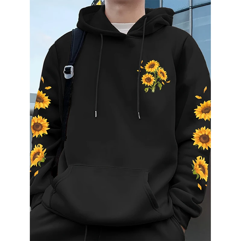 Sunflower Floral Print Hoodie Men Woman Casual Fashion Hoodies Hooded Sweatshirts Harajuku Pullovers Tracksuit Unisex Clothing