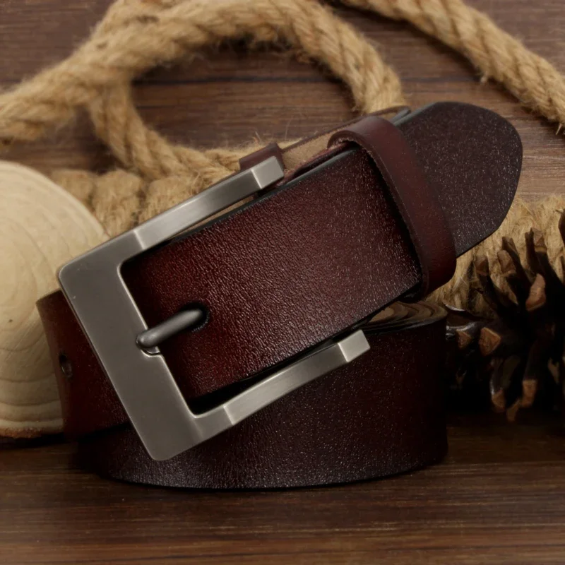 

3.7CM Cow Genuine Leather Luxury Casual Jeans Strap Male Belts For Men New Fashion Classic Vintage Pin Buckle Cintos