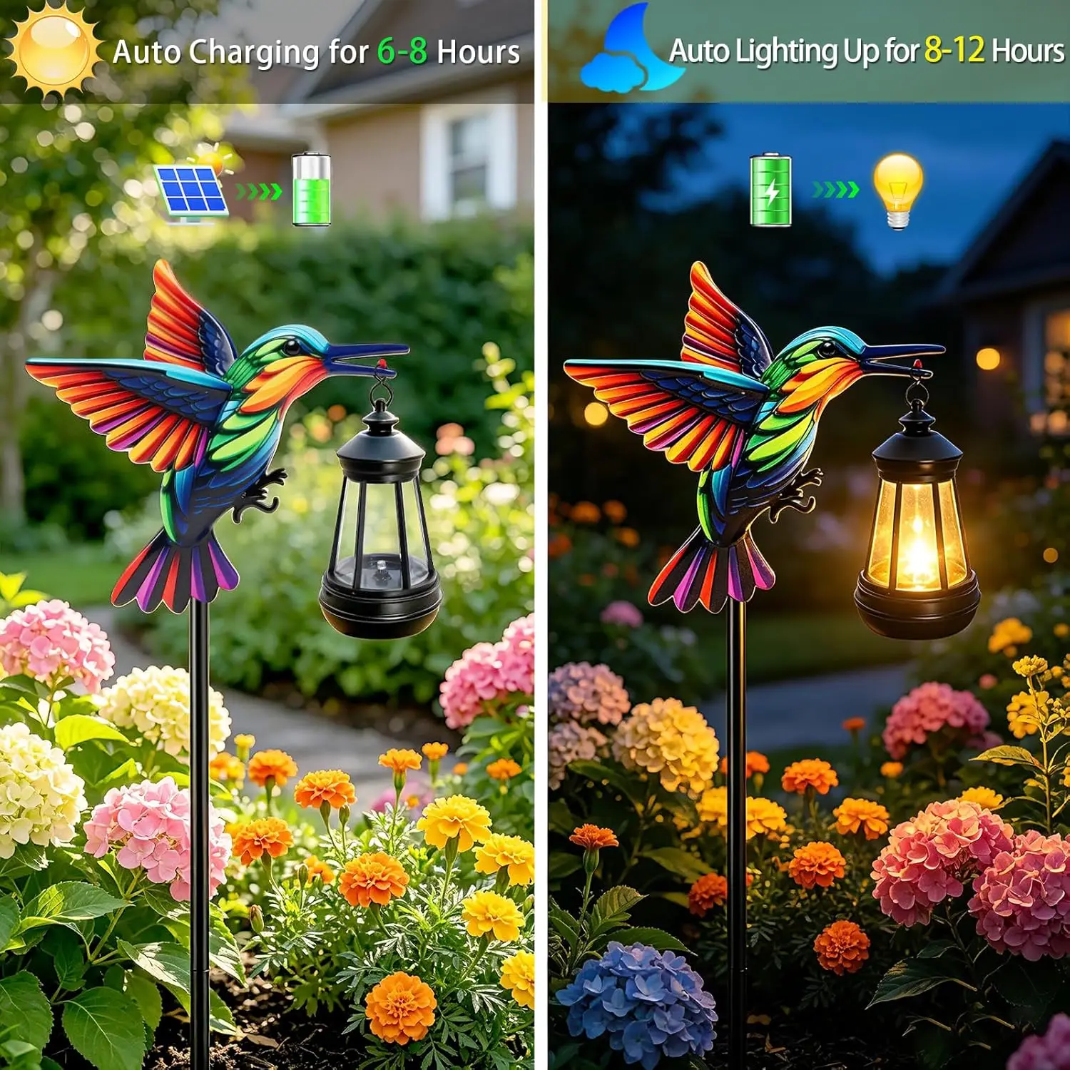 Garden Stake Lights Glass Metal 6x6 Post Fit Solar Spotlight 7 Color Modes Fall Gray