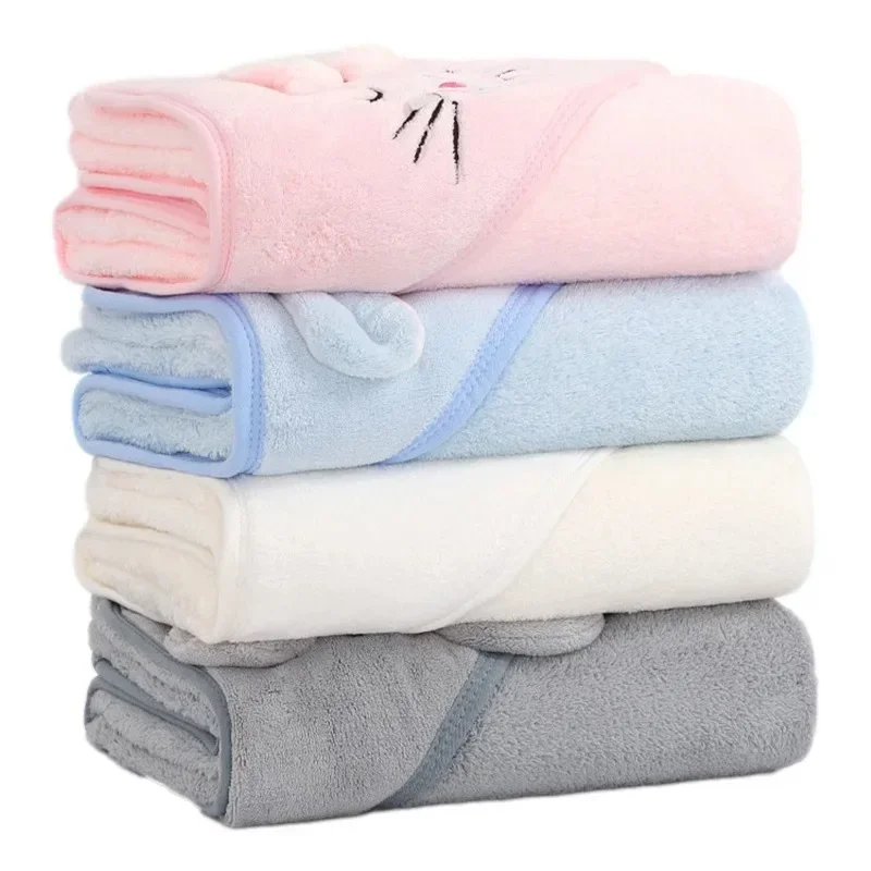 Baby Hooded Bath Towel Soft Warm Coral Fleece Sleeping Swaddle Wrap for Girl Boy Newborn Blanket Toddler Baby Stuff Bathrobe