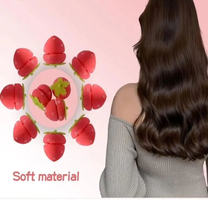 No Damage Sponge Hair Rollers 6-24Pcs Cute Strawberry Pattern DIY Curling Tools for Women All Hair Types