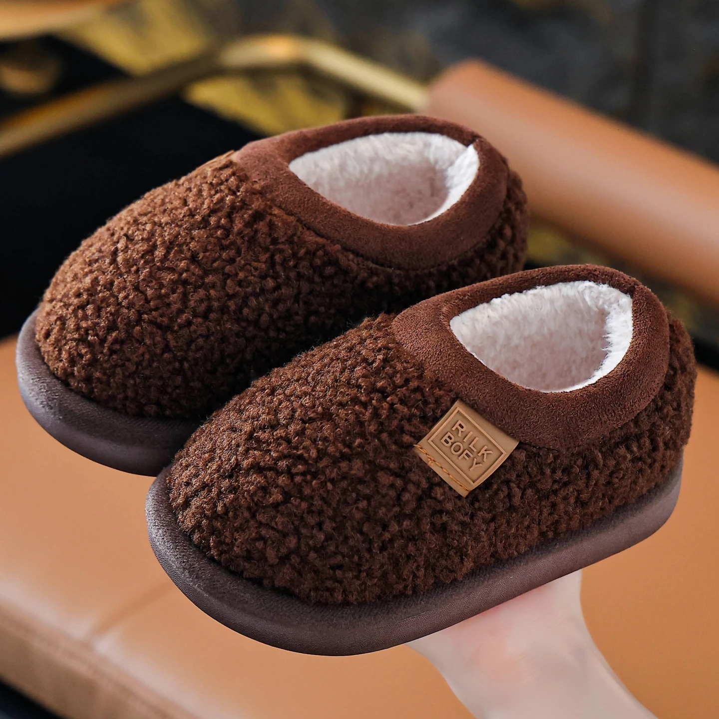 Children's Winter House Shoes, Boys & Girls, Simple Casual Comfortable Student Indoor Home Furry Shoes