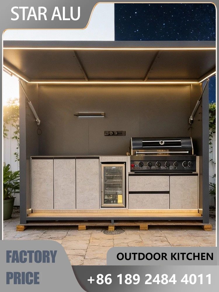 Enjoy Outdoor Meals with Your Family a Refrigerator and a Barbecue Grill Create the Perfect Outdoor Kitchen.