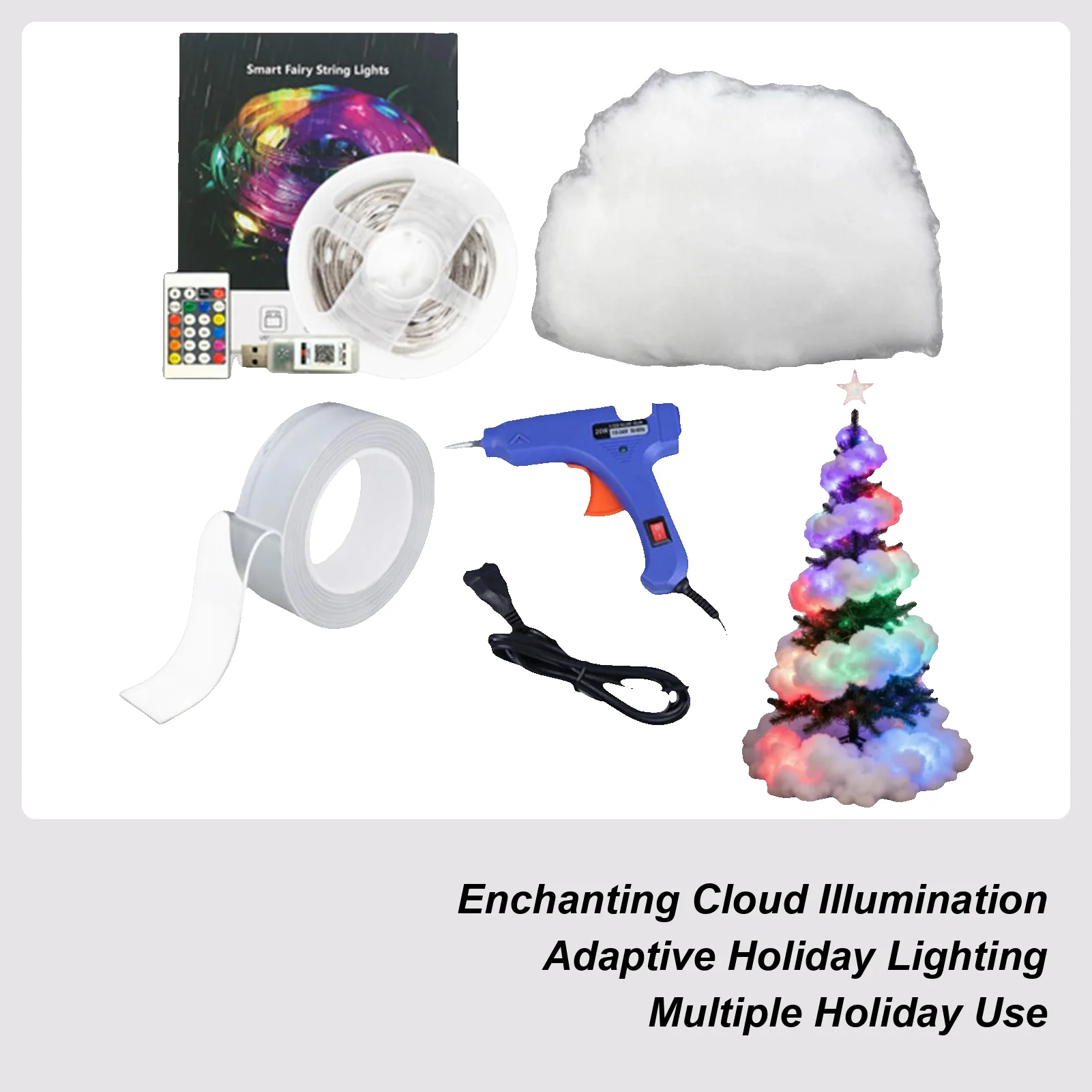 أضواء شجرة عيد الميلاد داخلي 16.4ft مقاوم للماء سحابة متعددة وضع الجنية سلسلة أضواء زينة عيد الميلاد لغرفة المعيشة