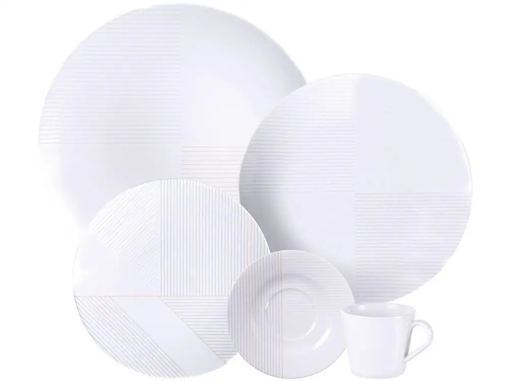 20 Pieces White Grid Porcelain Round Tramontina Tea & Dining Appliances 96589032