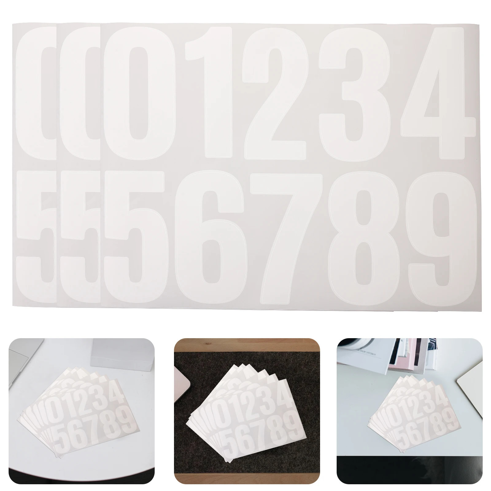 

6pcs 6 Sheets 4 Inch Digital Number Stickers White Self Adhesive Waterproof Decals for Mailbox Trash Can Address Signs Outdoor