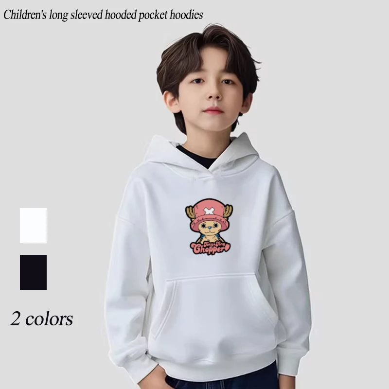 เสื้อฮู้ดเด็กแขนยาวมีกระเป๋า สีดำ ลายการ์ตูนอนิเมะ บรูค นามิ ช็อปเปอร์ สำหรับฤดูใบไม้ร่วงและฤดูหนาว ของขวัญคริสต์มาส