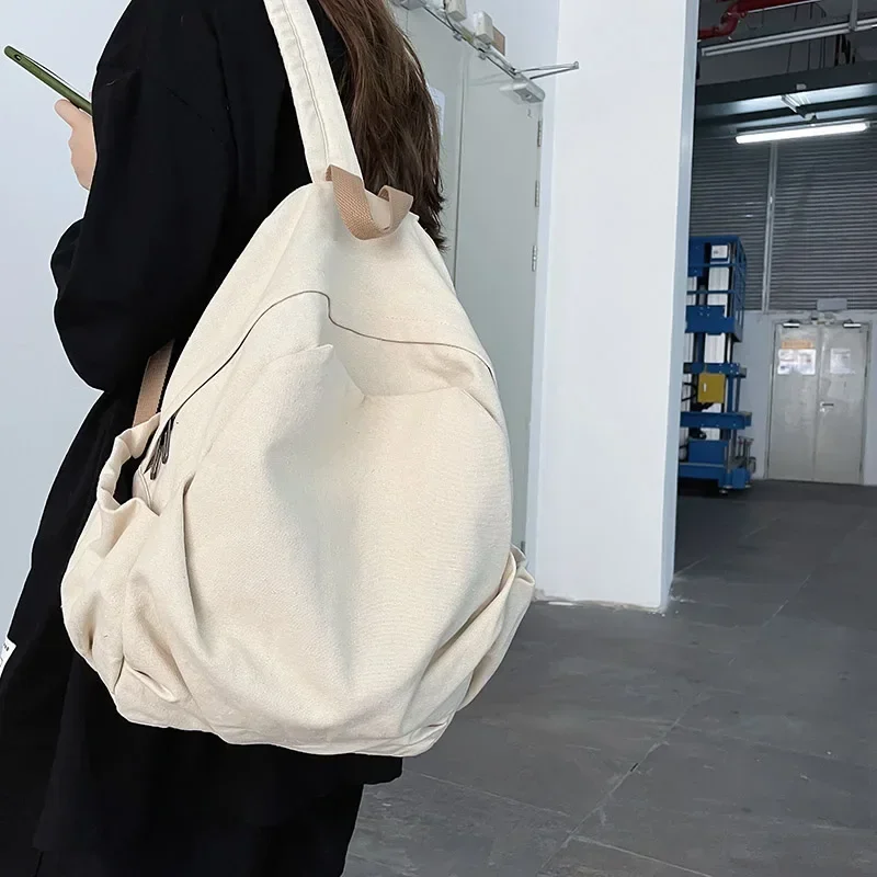 New Fashion Arcuate Shoulder Strap Bags for Women 2024 Hot Sale  Solid Unisex Softback Backpacks Nylon Zipper Casual Backpack