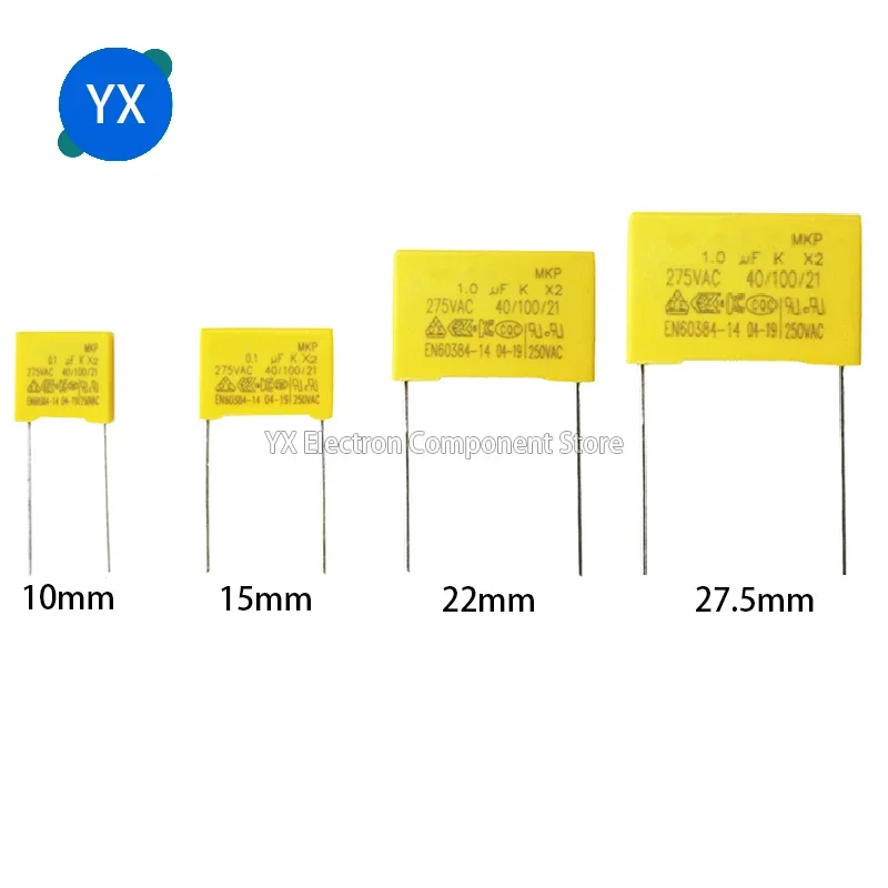 100PCS 275VAC Polypropylene Film Capacitor X2 0.01UF 0.1UF 0.15UF 0.022UF  0.22UF 0.33 0.47 0.56 0.68 1.2uf 104K 1uf 3.3UF 4.7UF