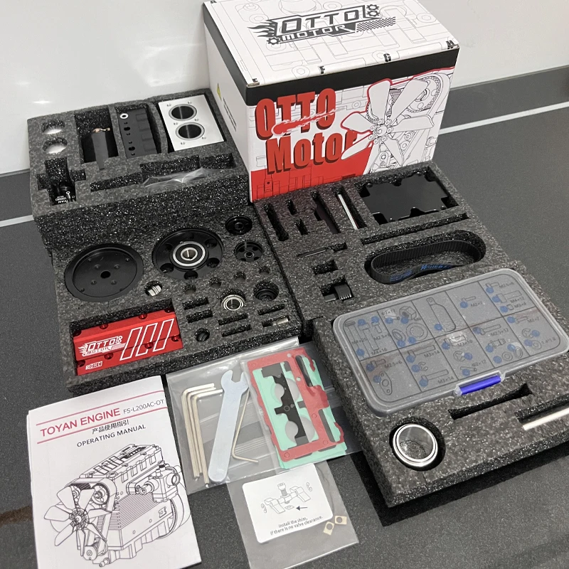 TOYAN FS L200AC Nitro Twin Engine Model Kit 7cc Inline Twin Four Stroke Air Cooled Red Engine Model Kit view 2
