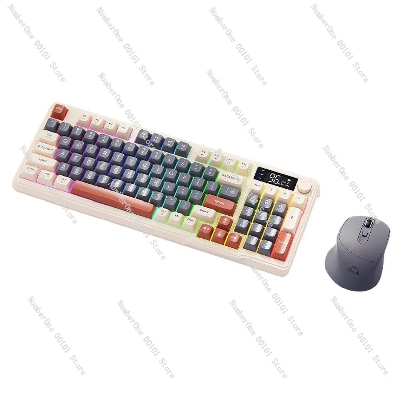 M96 Dual Mode Bluetooth Wireless Keyboard, Rechargeable, Mute, PBT Keycap with Screen for Laptop/Mac