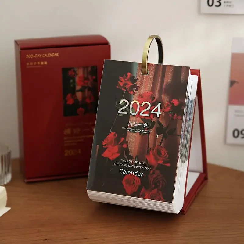 

2024 Desk Calendar Beautiful Literary Ins Calendar 365 Days Tear Desktop Decoration