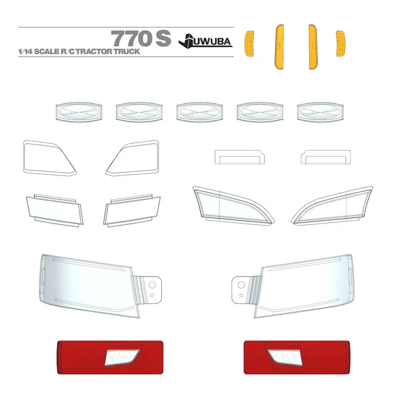 Pantalla de lámpara de Panel de luz transparente a escala 1:14 para camión de basura Tamiya RC SCANIA 770S 6X4 56368 8X4 56371, accesorios de actualización de coche