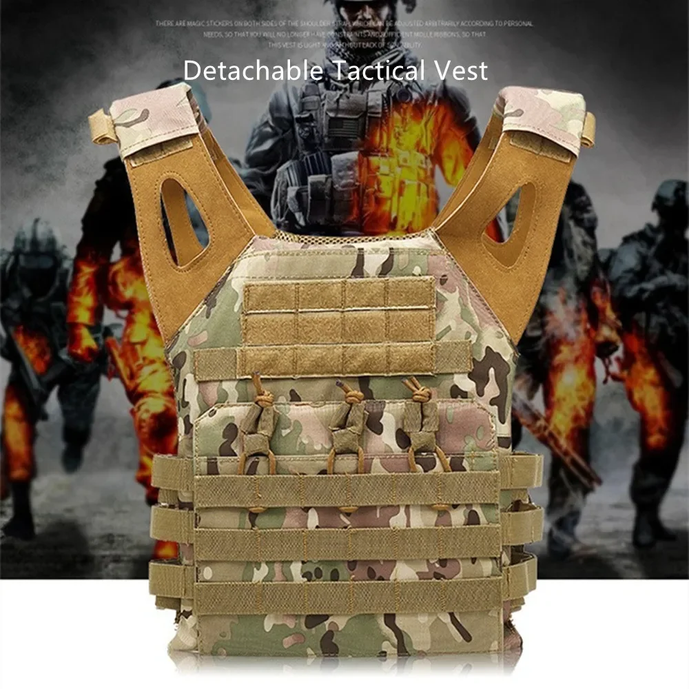 Detachable Tactical Vest 900D Military Fan Protective Waistcoat Business Travel Backpack Adjustable Shoulder Straps Camo Garment