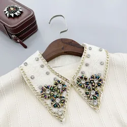 New decorative white spring fashion shirt lace sweater Elegant beading rhinestone fake false collar choker detachable collars