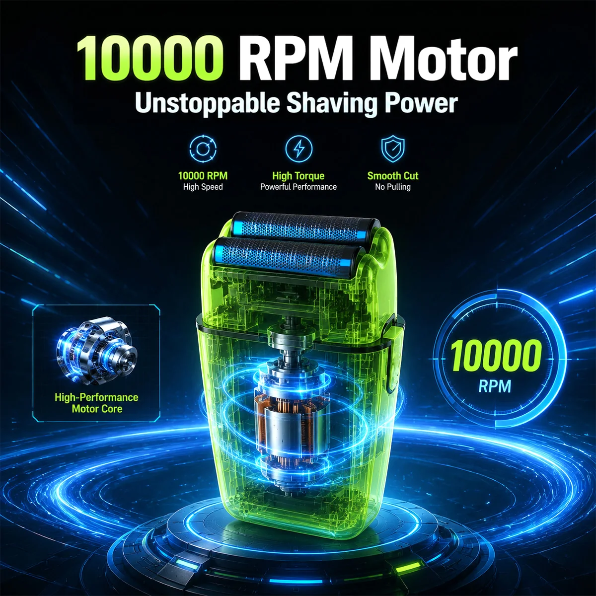 ROSYOUS RS-620 Professional Shaver Male 10000RPM Double Foil Cordless USB Interface Oil Head Electric Shaver Beard Trimmer