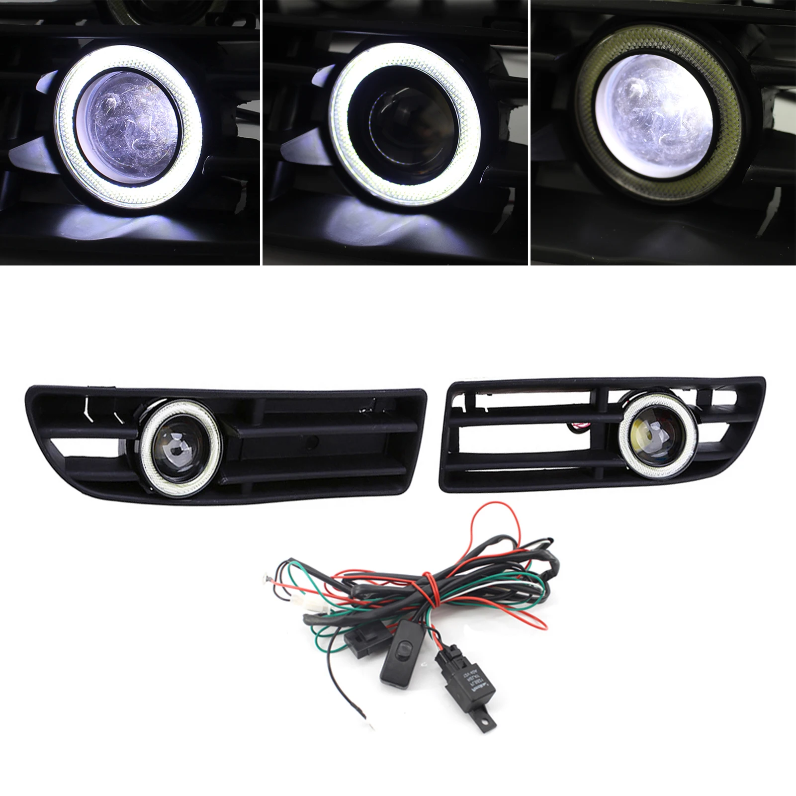 Fog Light LED Front Bumper Grille DRL Lamp Part Replacement For VW Jetta Bora Mk4 99-04 Plastic Material Bumper Grille