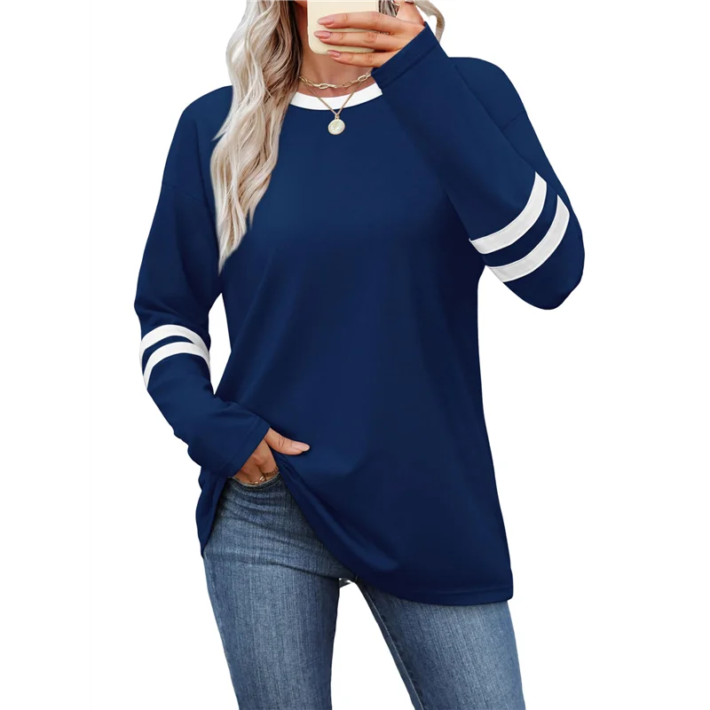 

ABRT-Long Sleeve Shirts For Women Color Block Casual Tops Fall Outfits Basic Tees Trendy Clothes