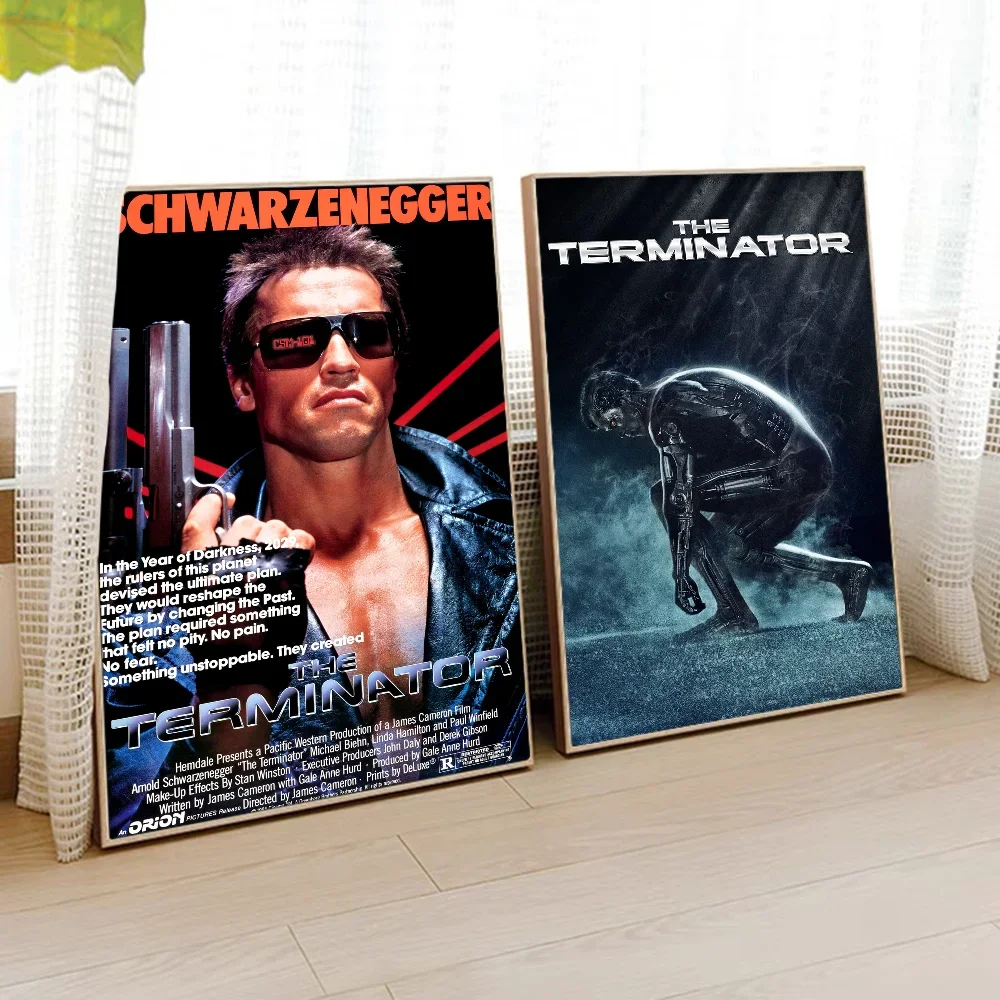 1PC 80s Movie TV The Terminator Poster Movie Sticky Posters Retro Kraft Paper Sticker Room Bar Cafe Aesthetic Art Wall Painting