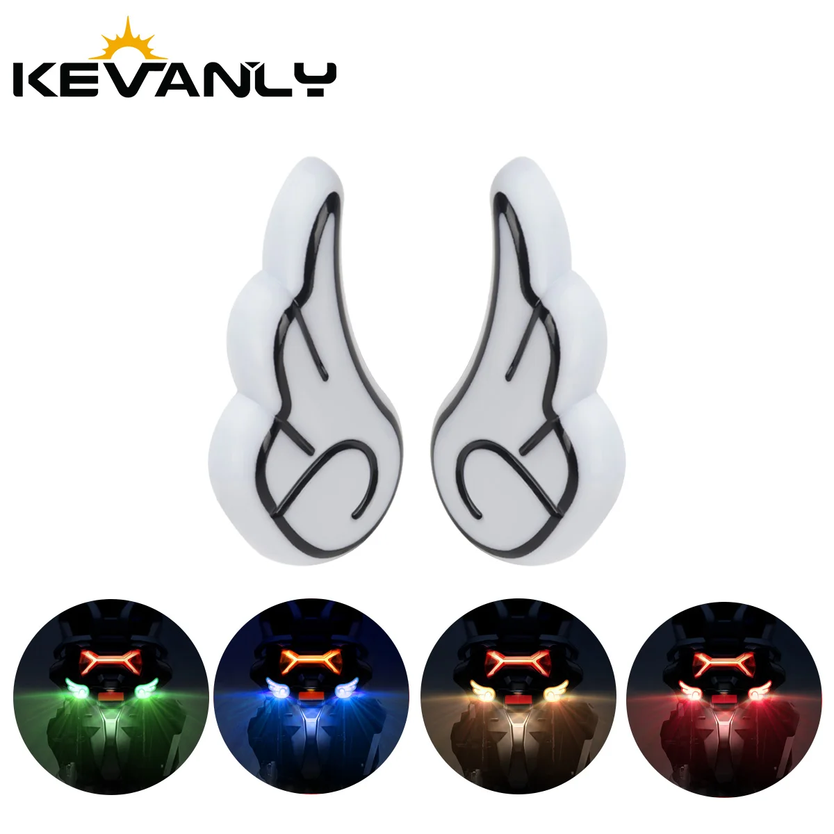 1Pair Motorcycle LED Angel Wings Mini Eagle Eye Lamp Car Tail Decorative Lamp  Reversing Stop Signal Light Red Yellow Blue 12V
