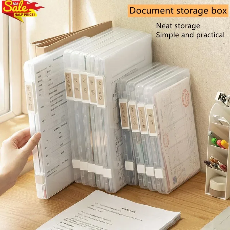 Boîte de Rangement de Fichiers A4 Transparente et Étanche à l'Eau et à la Poussière, Étui de Classification de Papier de Test, 1/2 Pièces