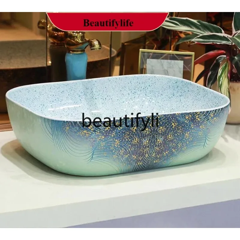 f156 Lavabo de table simple Lavabo carré en céramique