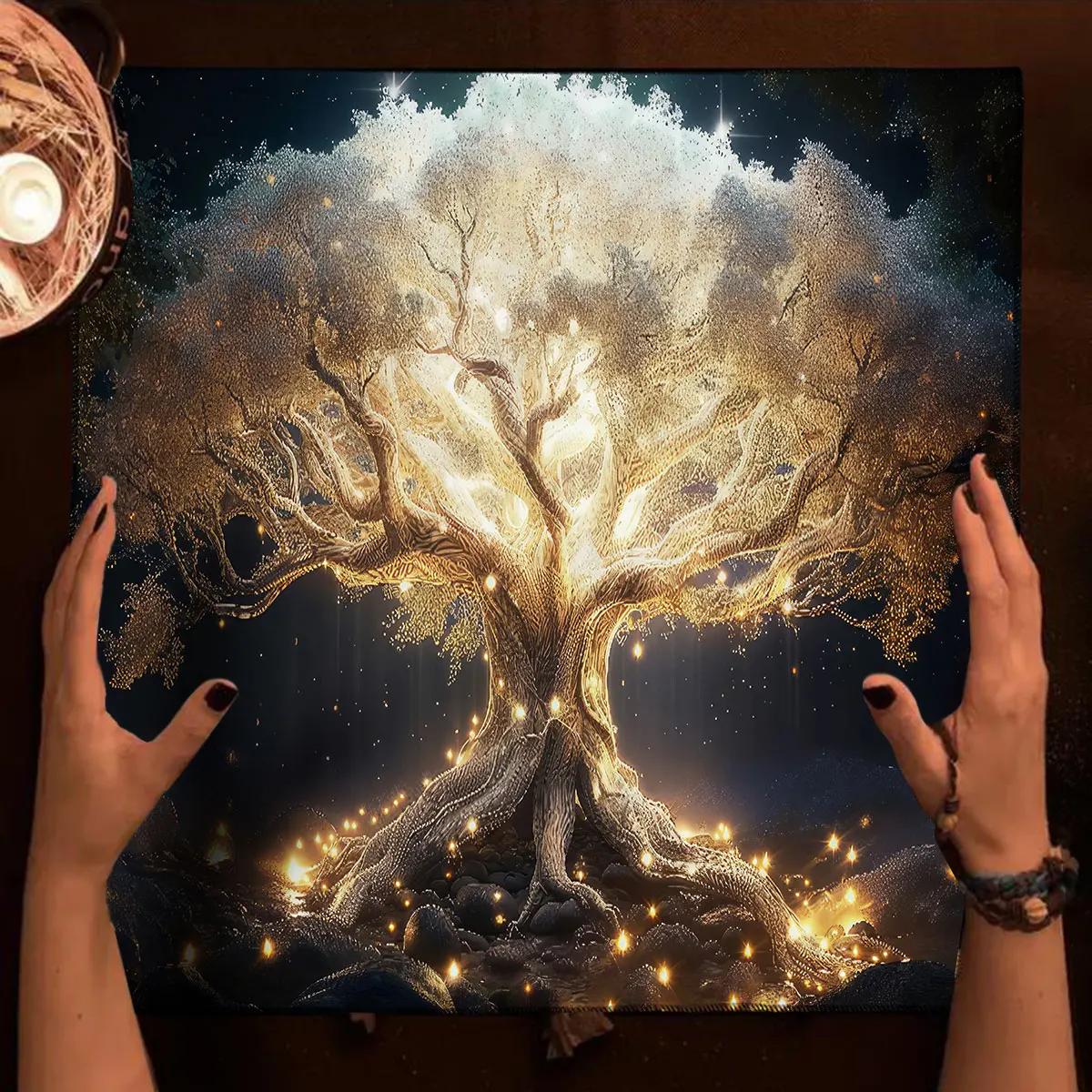 50/75/110/137cm Tree Of Life Tarot Card Tablecloth Cloth Altar Board Game Card Pad Decor Spread Tarot Reading Cloth Home Decor