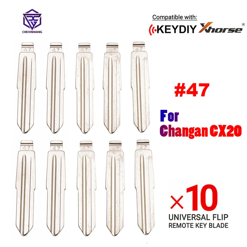 

10Pcs/Lot NO.47 KD Remote Uncut Blank Metal Car Key Blade for Changan CX20 Remote Car Key Blade Replacement