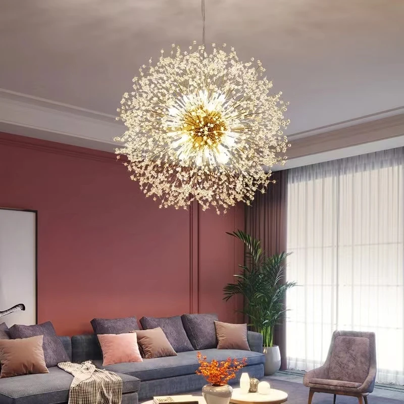 Imagem -04 - Crystal Dandelion Chandelier Campfire Bug Iluminação Decorativa Warm Chandelier Nórdico Moderno Sala de Jantar Quarto Loja