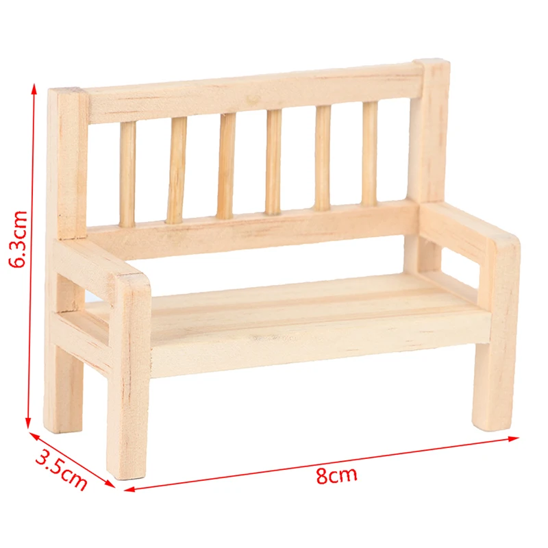 1:12 Dollhouse Miniature Wooden Long Chair Model Furniture Accessories For Doll House Decor Kids Pretend Play Toys