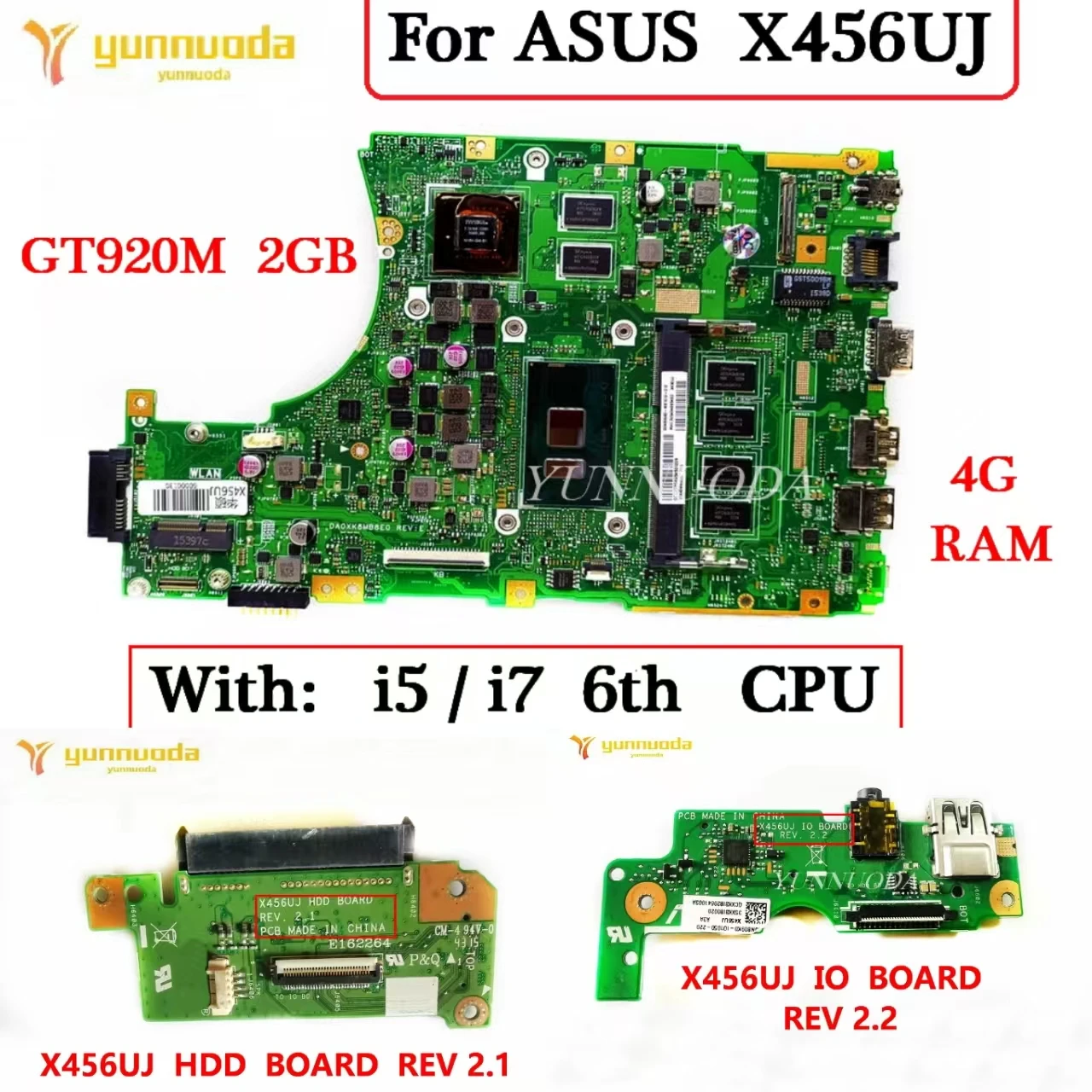 

X456 для ноутбука ASUS X456UJ, материнская плата с процессором i3 i5 i7 6, 4G RAM X456UJ X456UV X456UQK, USB-плата для жесткого диска, 100% тестирование