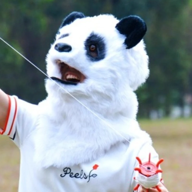 อุปกรณ์เสริมคอสเพลย์ตุ๊กตาหมีแพนด้าหมวกเปิดปากสัตว์ตลกหมีหมวกกัดหน้ากากปาร์ตี้ฮาโลวีนแสดงเครื่องแต่งกาย Prop