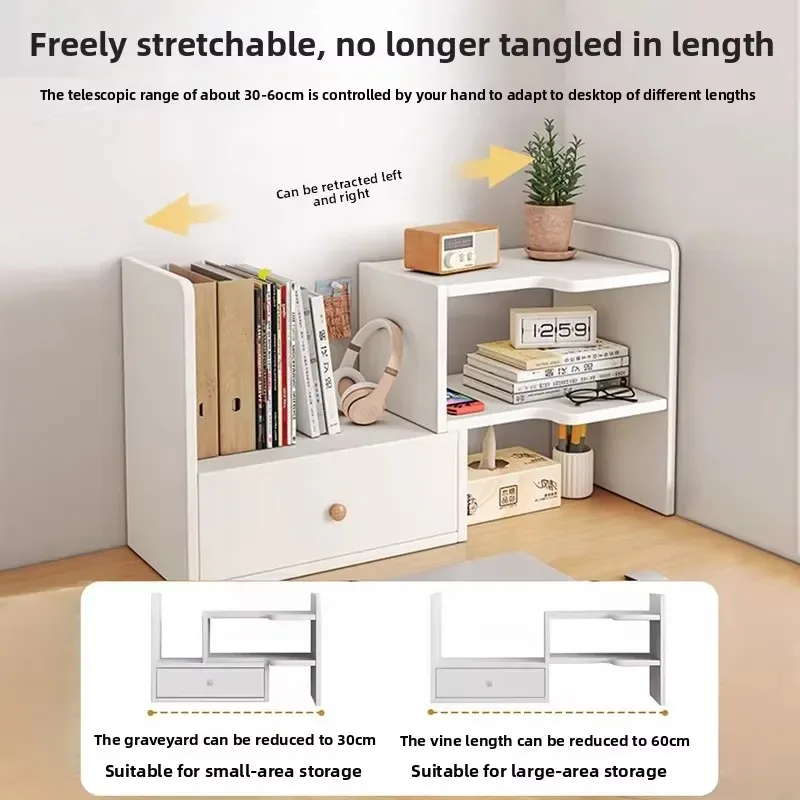 Bookshelf Desktop Shelf Multi-layer Telescopic Office Desk Small Desk Storage Simple Bookcase Book Shelf Furniture