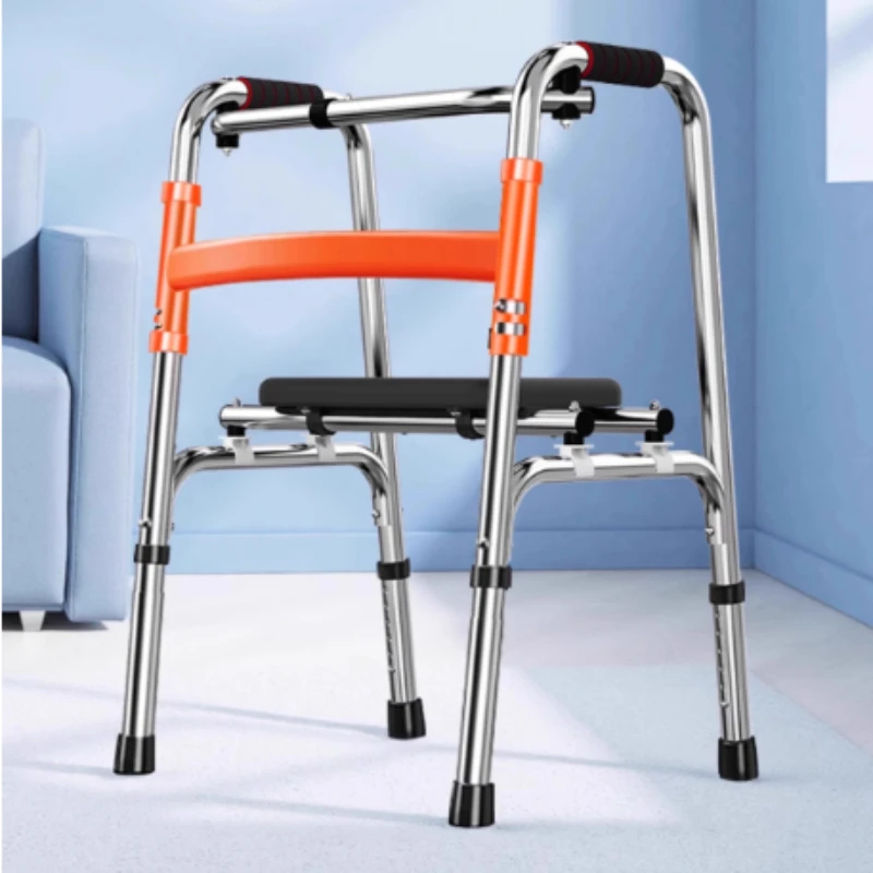 

Stainless Steel Walking Crutches 4-Legged, Non-Slip Folding Cane Stool,Portable Light Wheelchair Walkers for Elderly Walking Aid