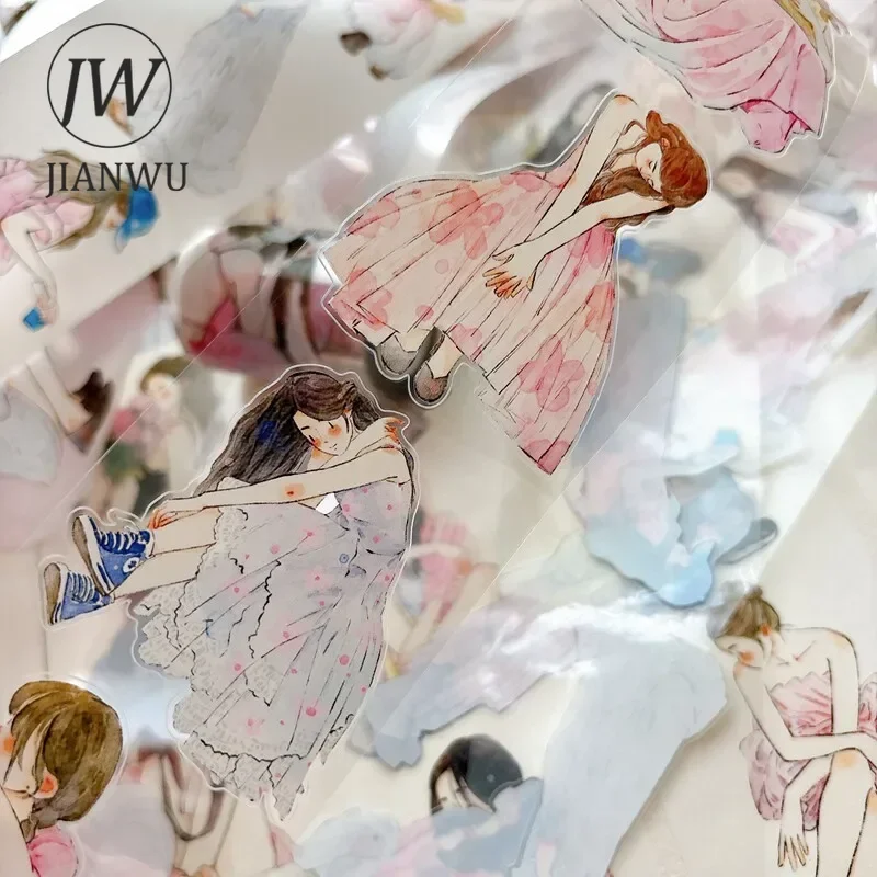 jianwu-60mm-10m-cute-pink-girl-character-landscape-material-collage-scrapbooking-pet-tape-creative-diy-journal-stationery