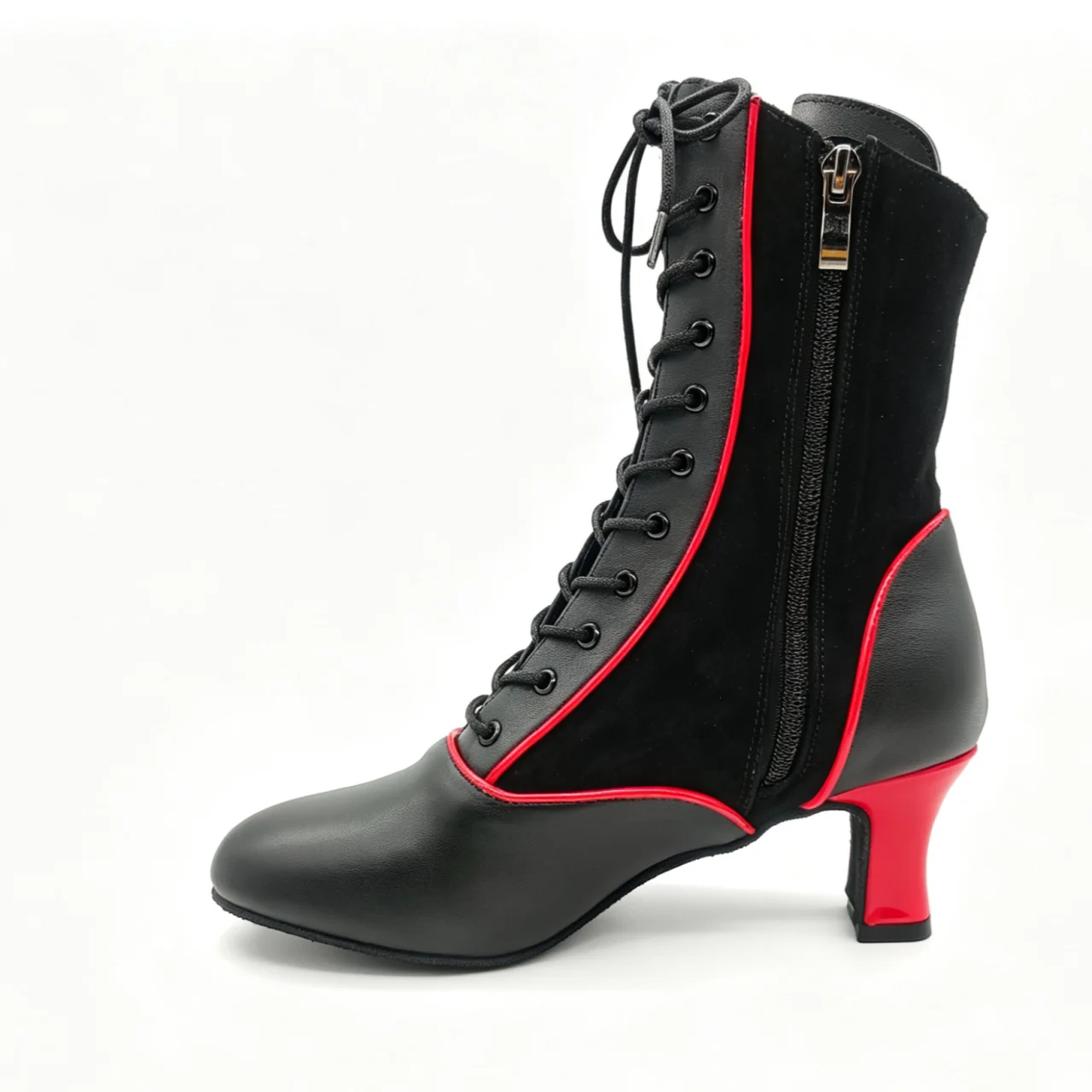 Damen-Tanzstiefel für den Frühling, 7 cm Absatz, Latein-Salsa-Schuhe, geschlossene Zehenpartie, Ballsaal-Salsa-Schuhe, Mädchen-Sneaker, Schnürschuhe, Party-Tanzschuhe