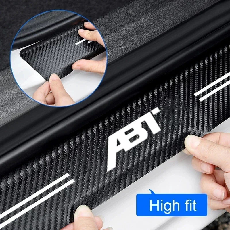 Luminous Car Door Threshold Scuff Plate Decals Carbon Fiber Sill Protector Stickers for VW ABT Logo Golf Jetta Beetle Tiguan