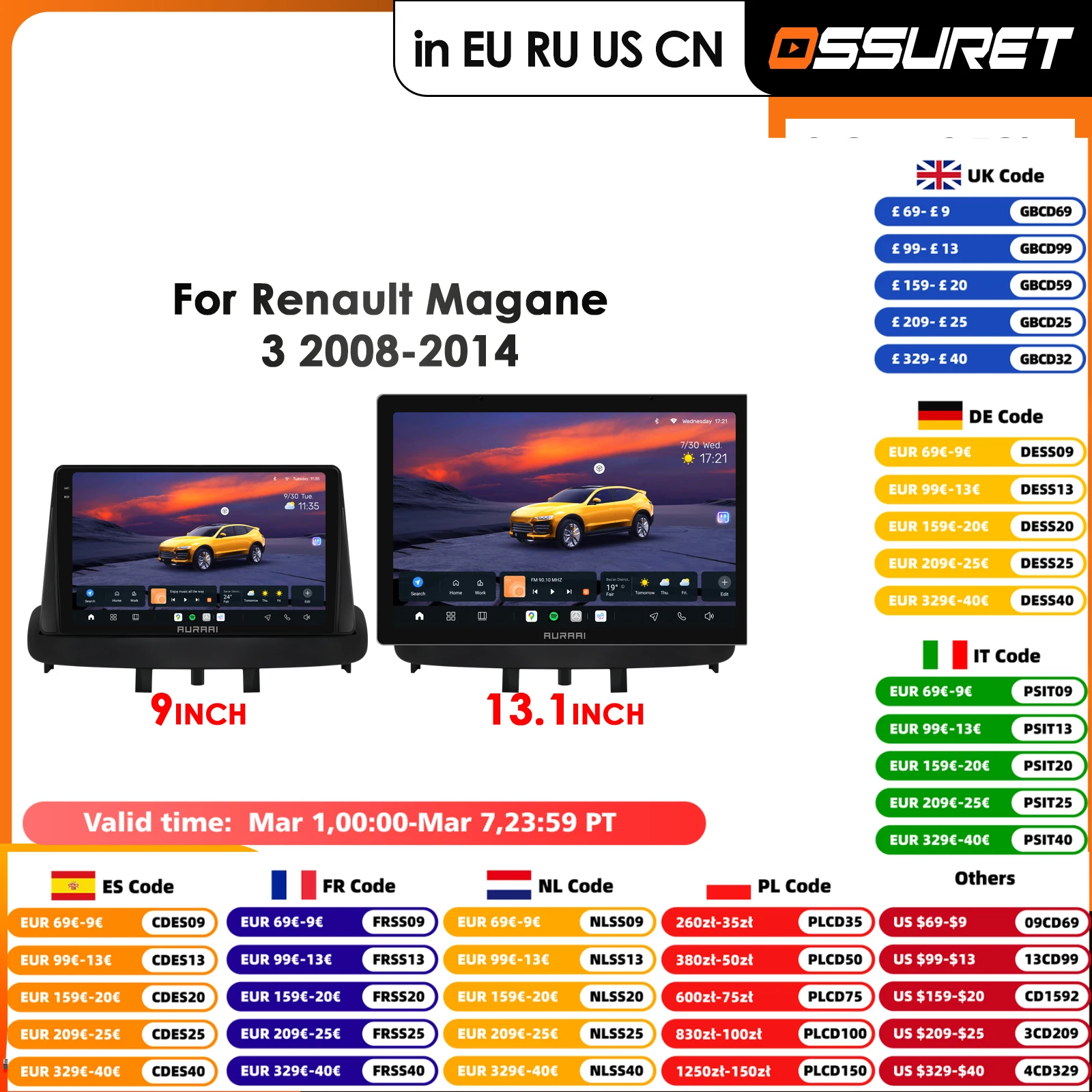 

13.1 inch 2K Screen CarPlay Android Auto Car Radio for Renault Megane 3 Fluence Samsung SM3 2008-2014 GPS Autoradio Stereo WIFI