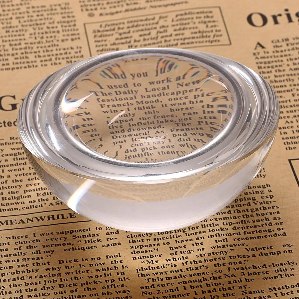 2.4Inch Crystal Magnifier Paperweight Glass Dome 60MM Crystal Half Ball Sphere Lens for Photography Decoration Reading Aid