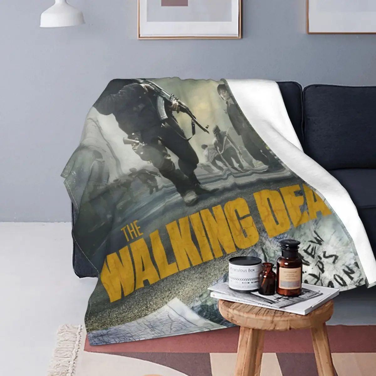 Rick Grimes Violence Flannel Blankets The Walking Dead Horror Movie Creative Throw Blanket for Home 125*100cm