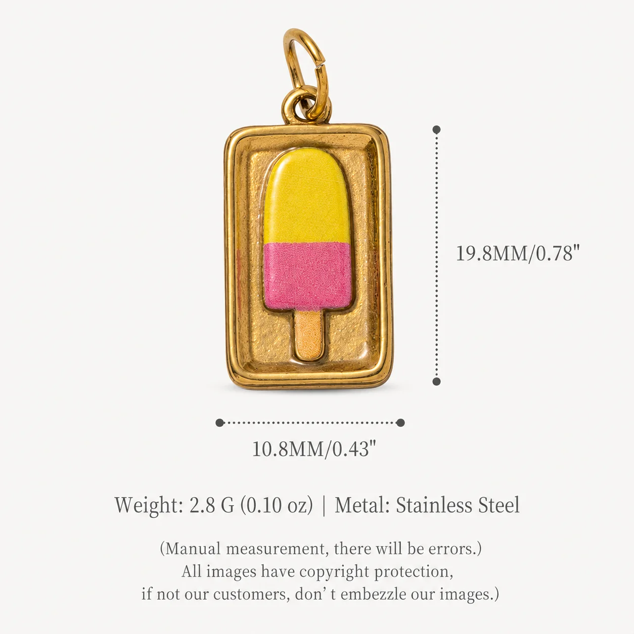 316 Edelstahl Wasserdicht Farbbeständig Einfacher Beliebter Eiscreme-Bienen-DIY-Anhänger für Schmuck – Detail 4