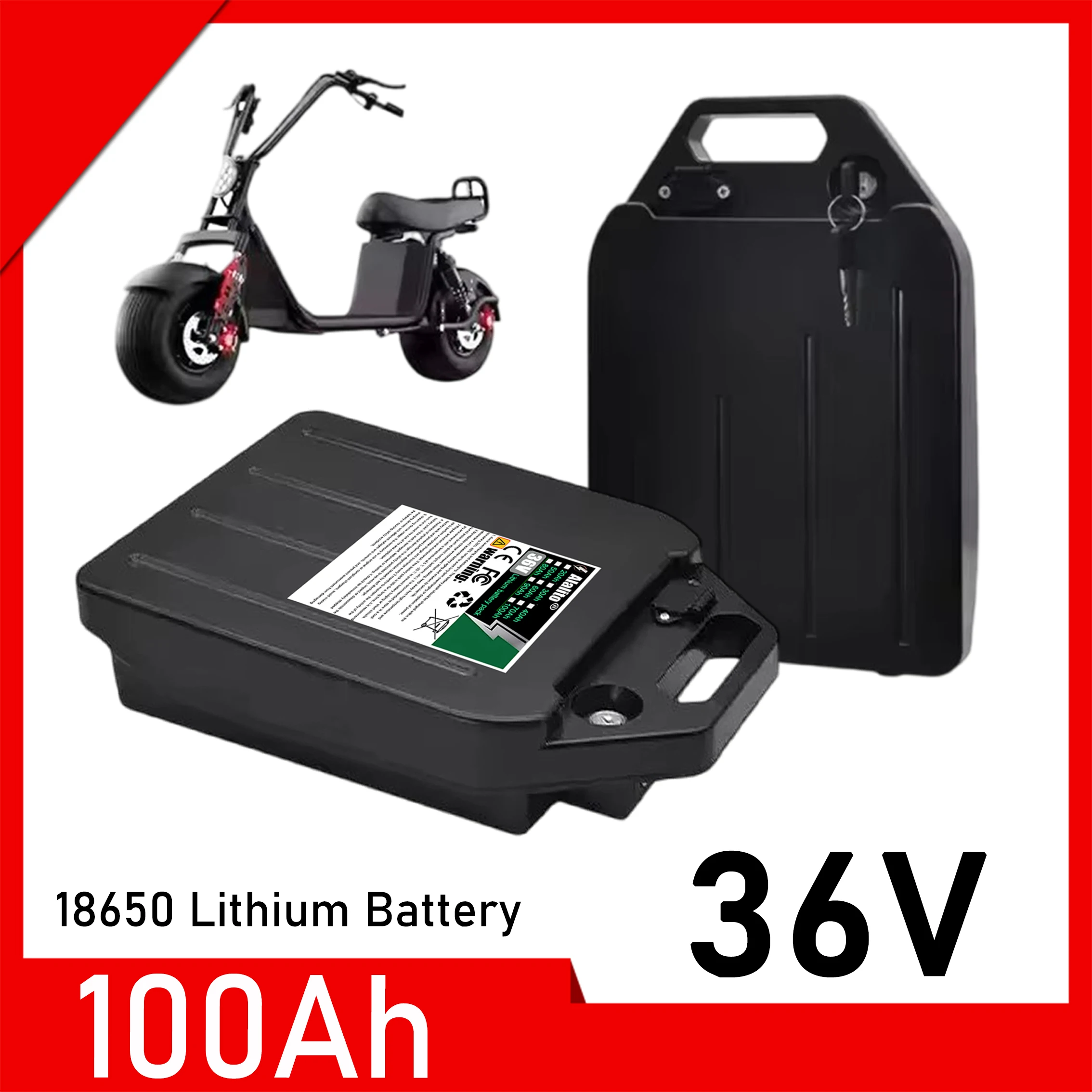 36V 100Ah， Multiple capacity options, suitable for 250-2000W motors, built-in BMS protection, air freight